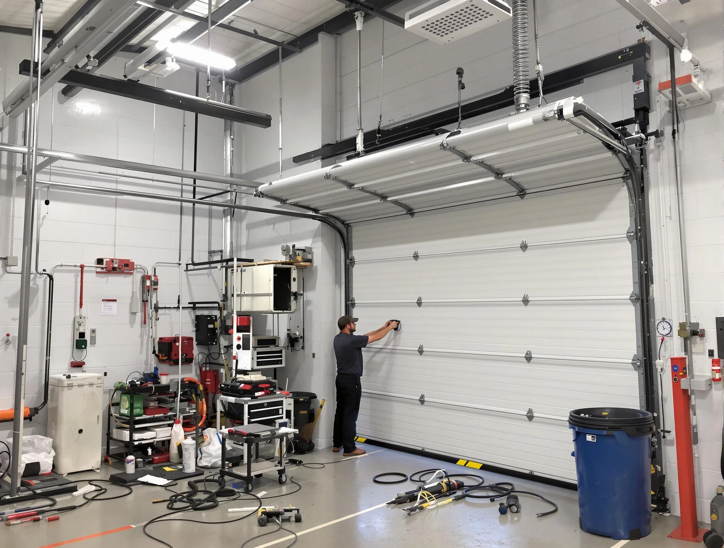 Sylacauga Garage Door Repair certified technician performing commercial door repair at a Sylacauga business facility