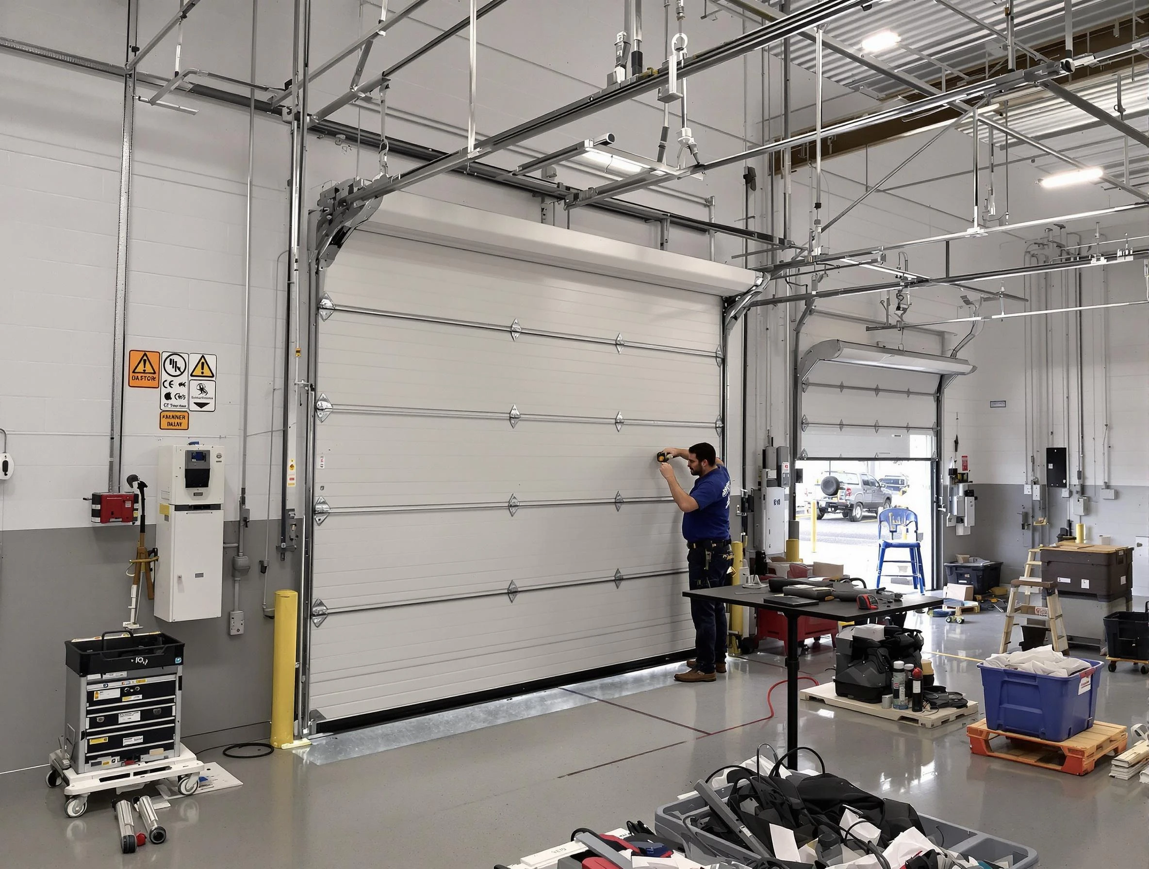 Commercial garage door repair being performed by Sylacauga Garage Door Repair expert in Sylacauga