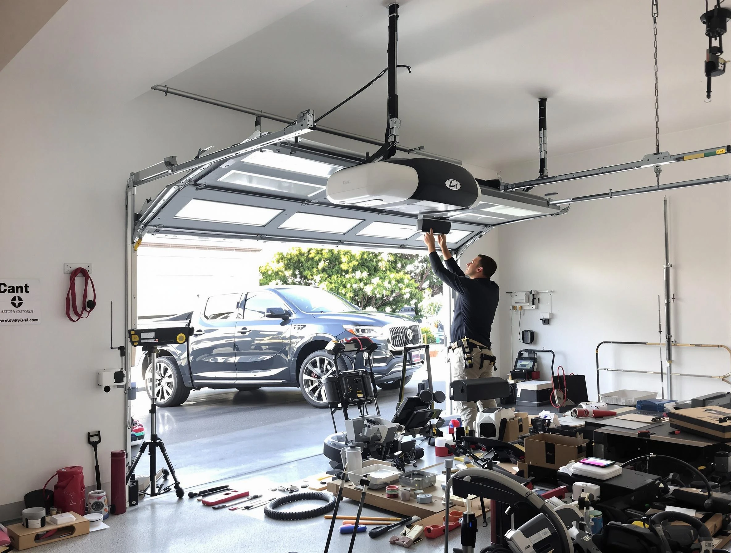 Sylacauga Garage Door Repair specialist installing smart garage door opener system in Sylacauga home