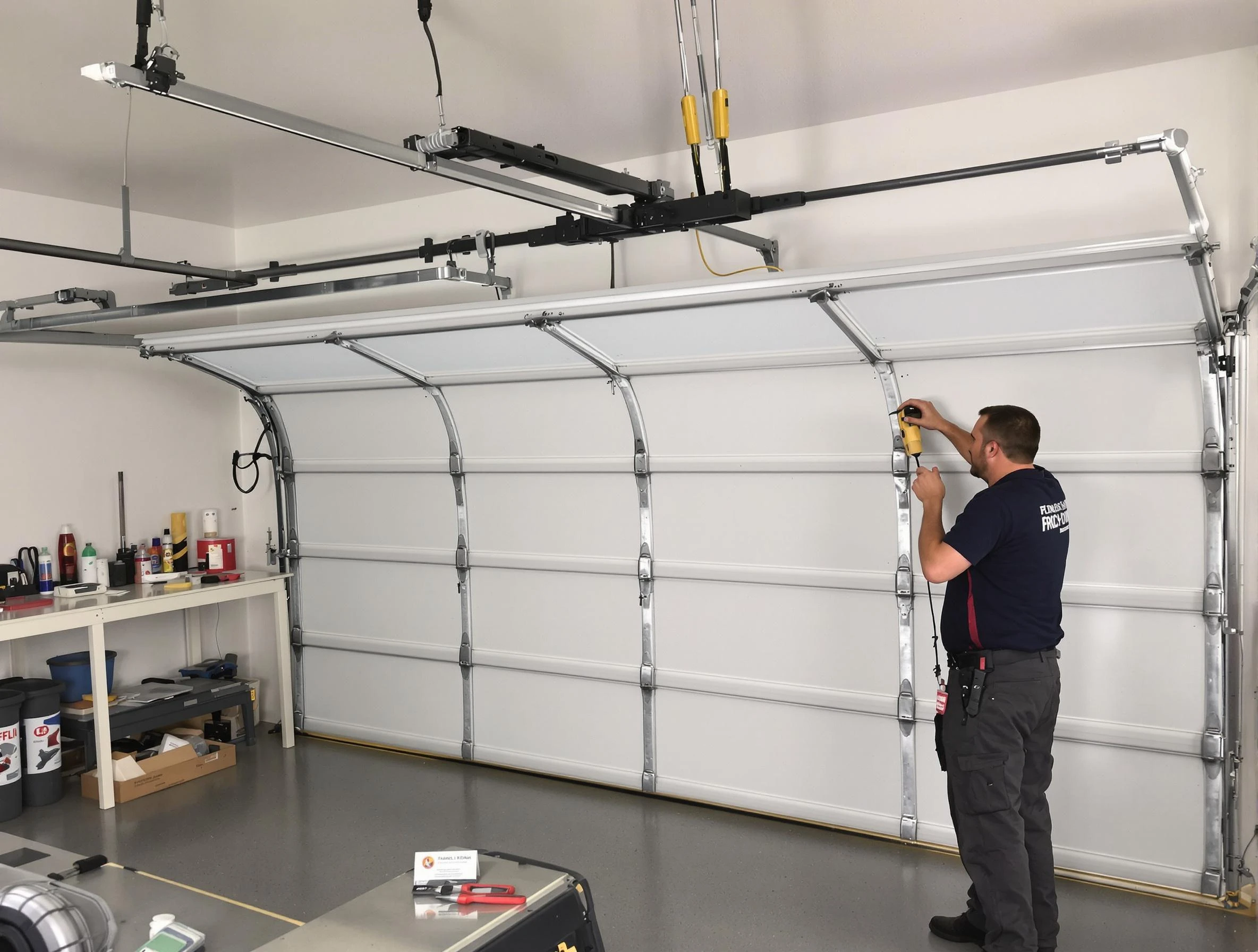 Sylacauga Garage Door Repair certified technician performing overhead door system repair in Sylacauga