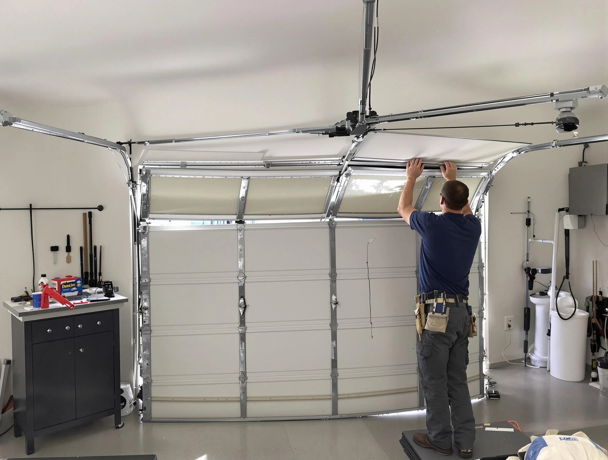 Sylacauga Garage Door Repair specialist performing precise section replacement on Sylacauga garage door