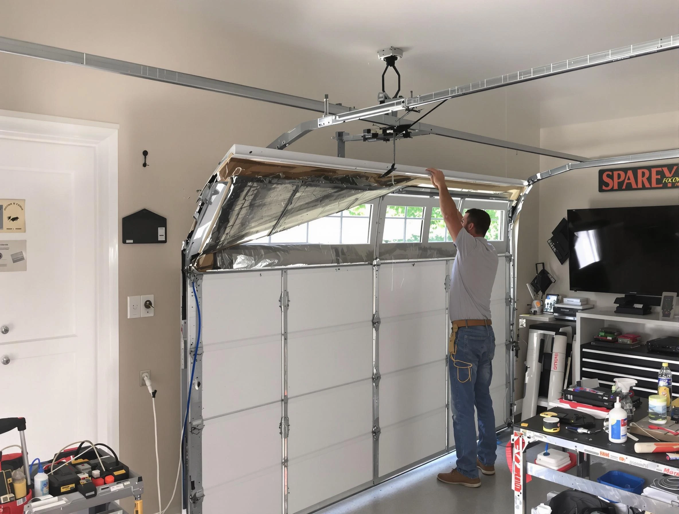 Garage door section replacement by Sylacauga Garage Door Repair in Sylacauga